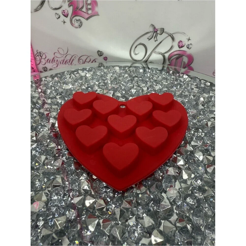 Silicone heart ice molds Red Heart Silicone Mold - 10 Heart Cavities